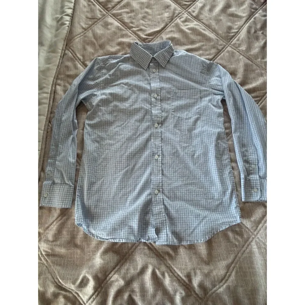 IZOD: Plaid Long Sleeve Button-Down Shirt Blue Youth Boys Size Large 14/16